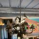 Flower painted metal chandelier