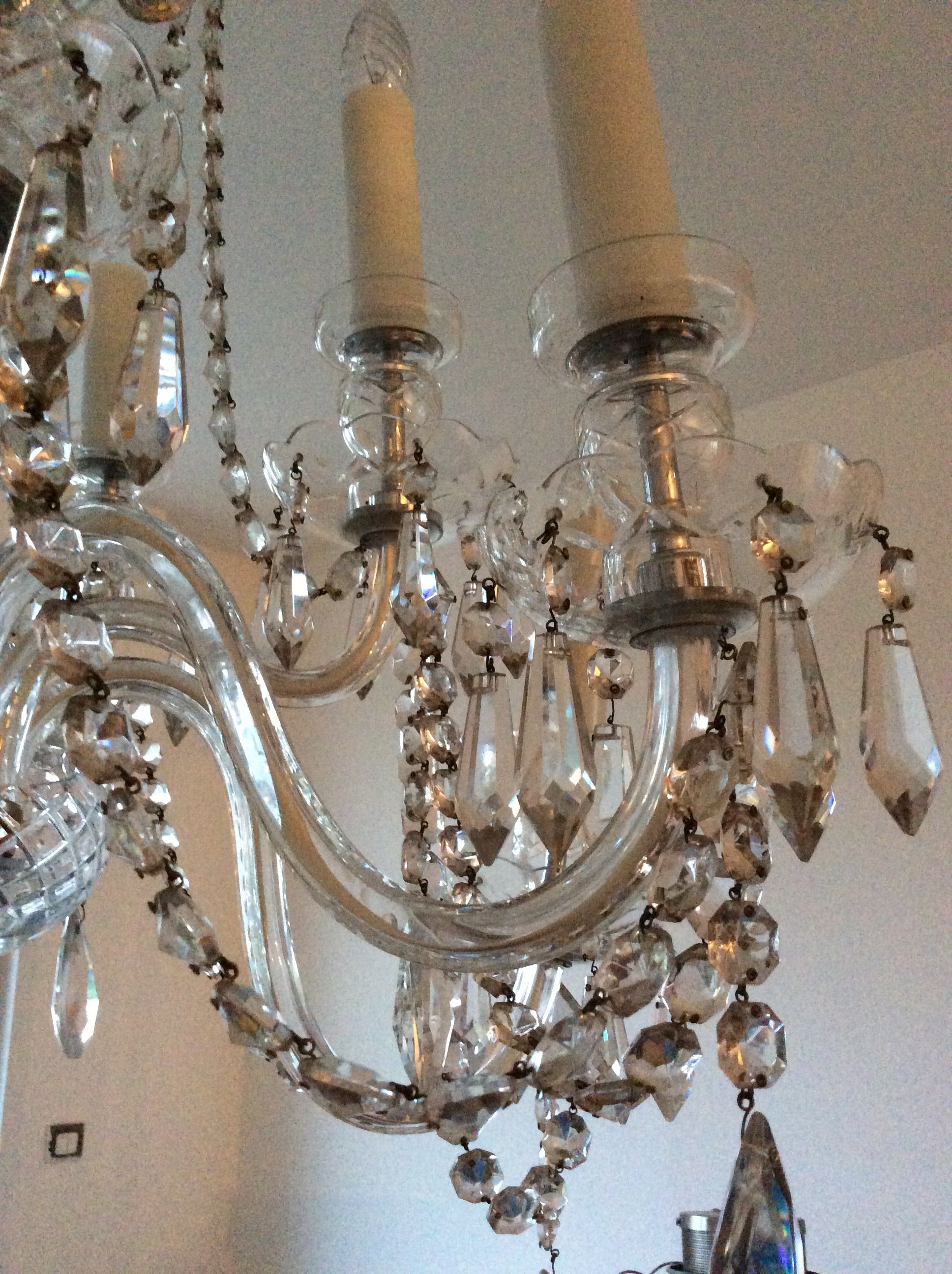 Old bohemian crystal chandelier for Deknudt