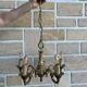 Elegant antique bronze chandelier with 5 light arms, in Louis XV style.