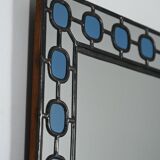 Scandinavian Mirror with light-blue leaded-glass frame