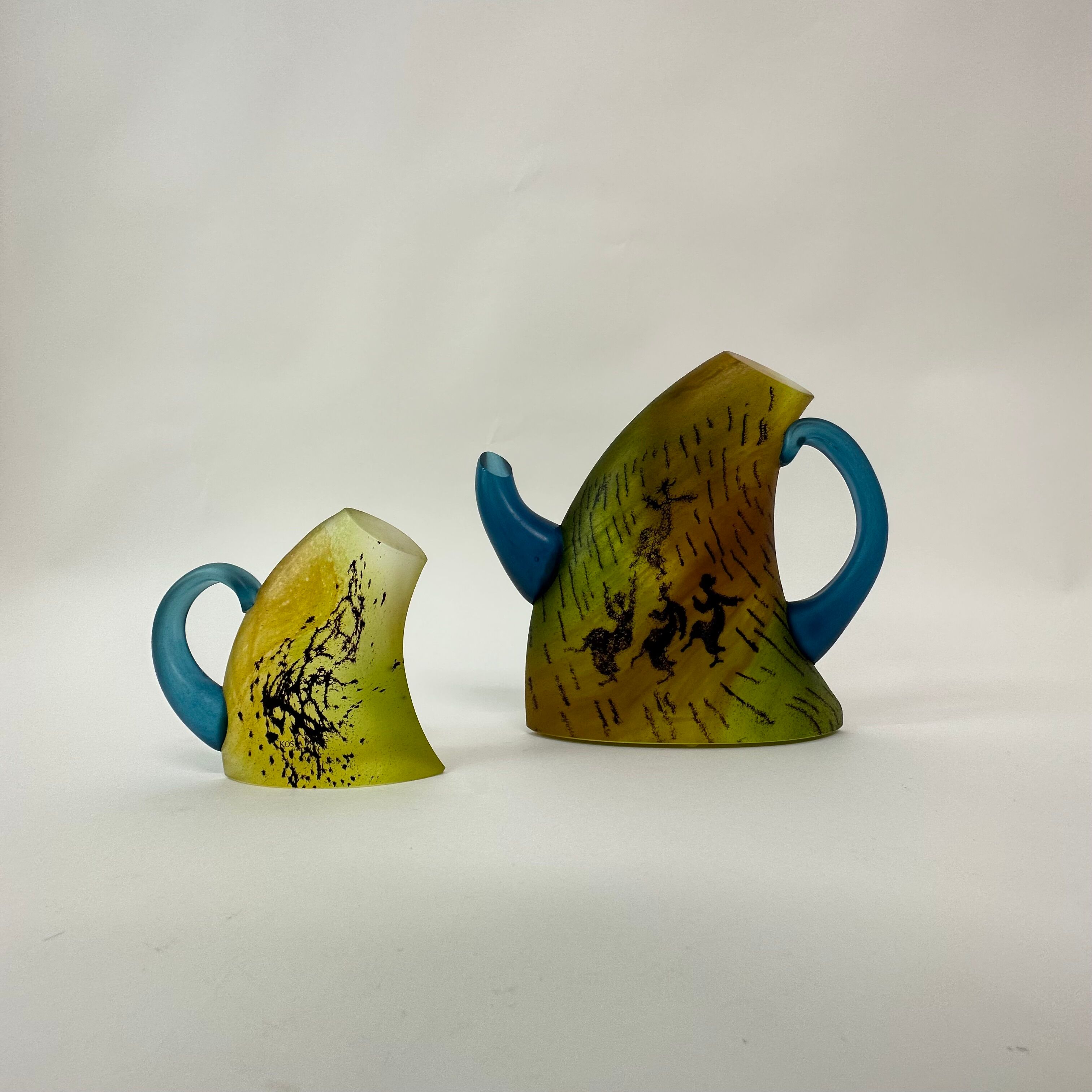 Kjell Engman for Kosta Boda Sweden Tea pot and mug Art glass , 1980's