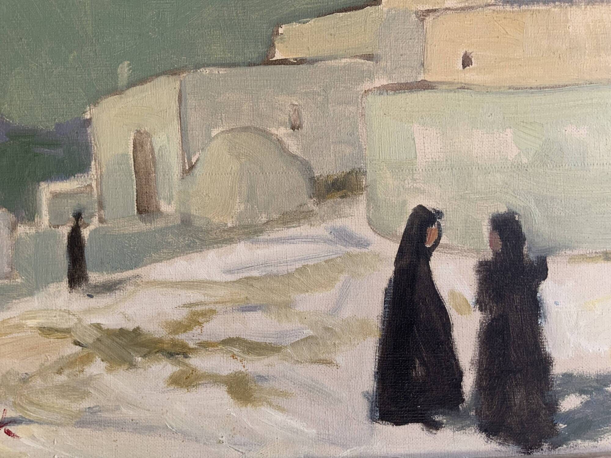 Vintage Swedish modernist oil on canvas "Ibiza" by Uno Bornemark 1953