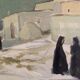 Vintage Swedish modernist oil on canvas "Ibiza" by Uno Bornemark 1953