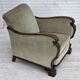 1950s, Danish relax armchair, furniture velour, carved oak wood.