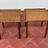 Pair of Vintage Rattan Bedside Tables