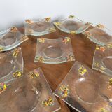 Supports ou assiettes de bougies chauffe-plat en verre d'art, verre fondu aux couleurs vives de l'arc-en-ciel