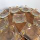 Art glass tea light holders or plates, fused glass with bright rainbow colours