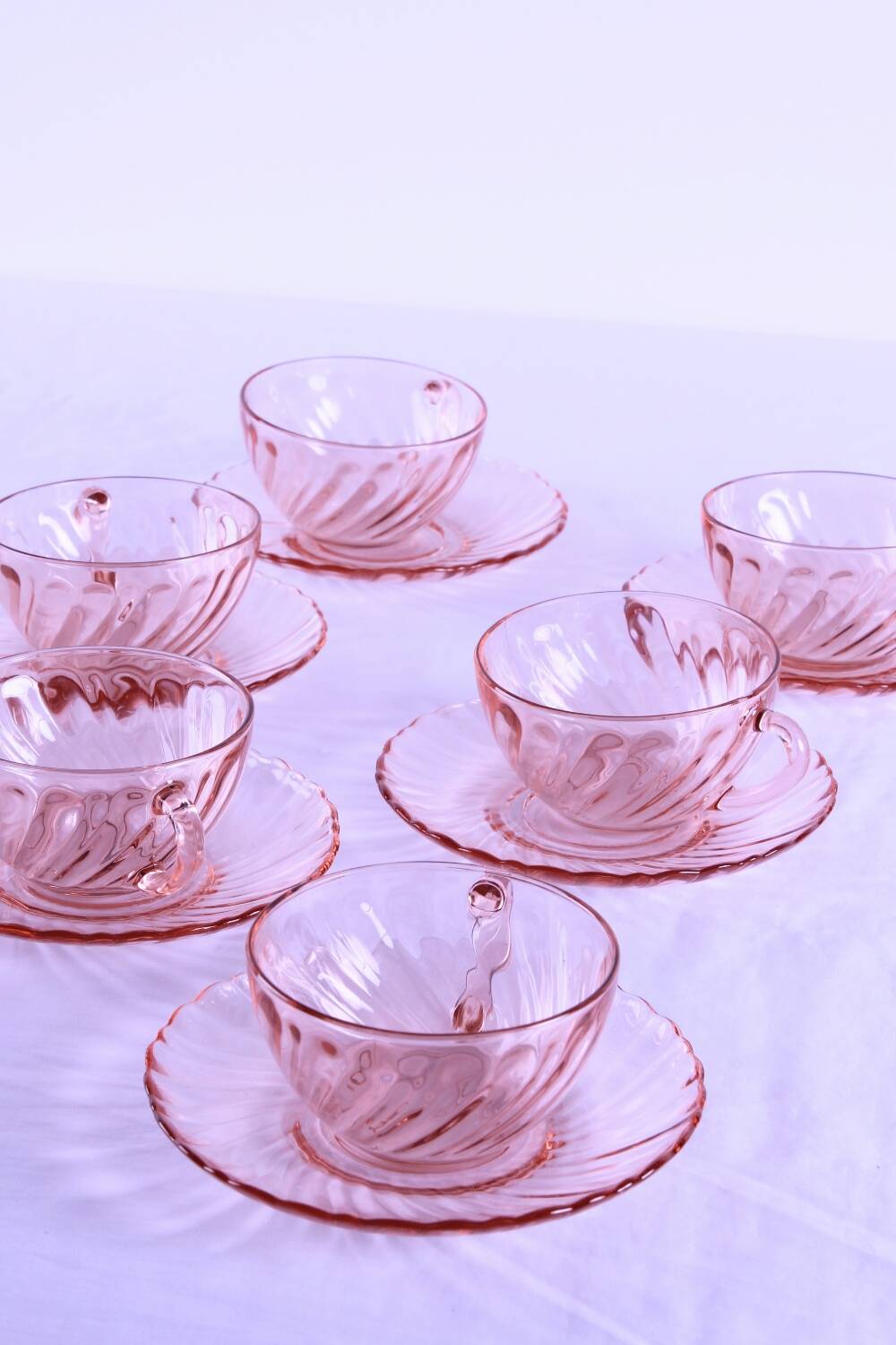 Rosaline pink glass coffee set