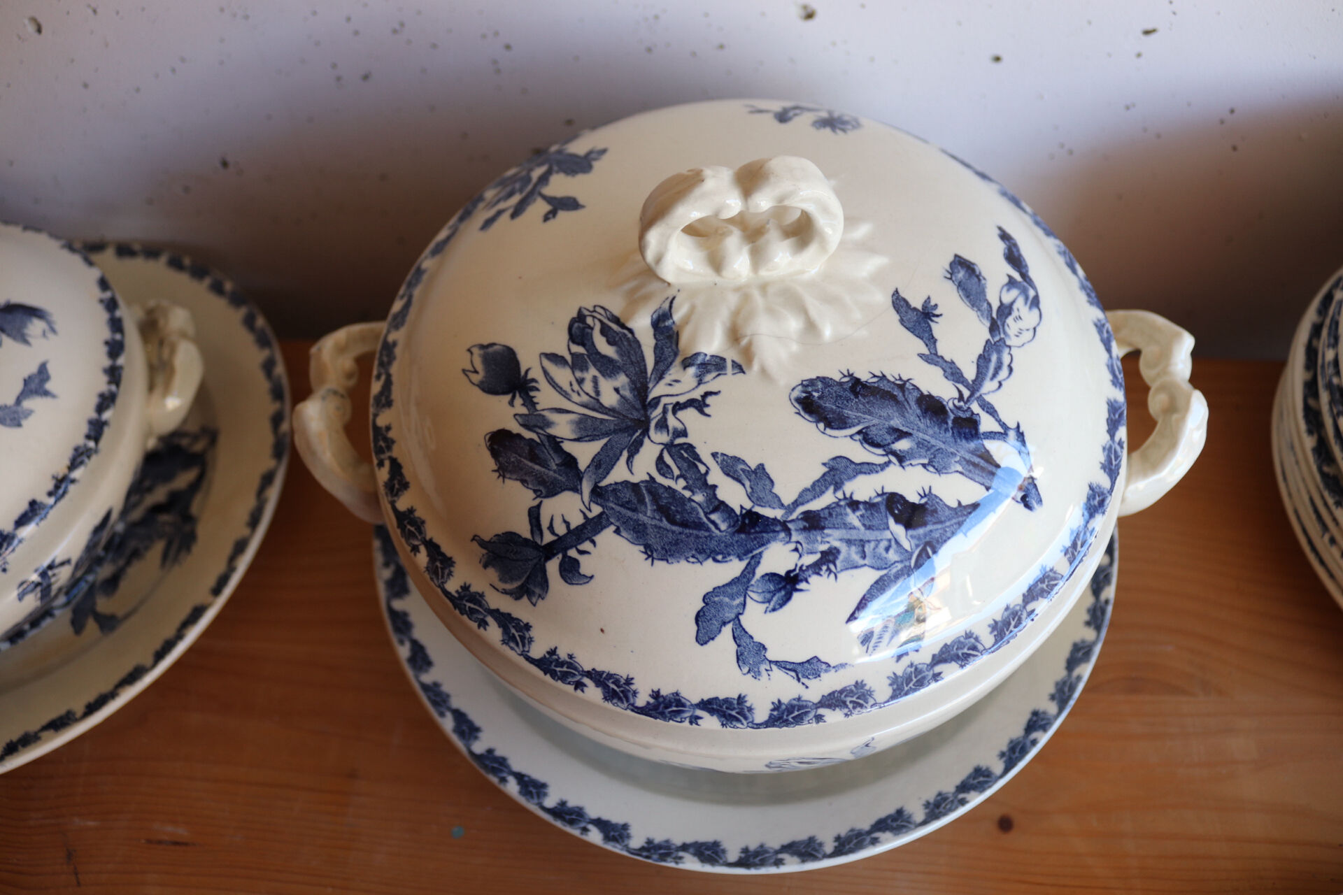 antique Gien service model Cactus in earthenware