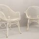 paire de fauteuils de jardin en fer forgé peint 1950