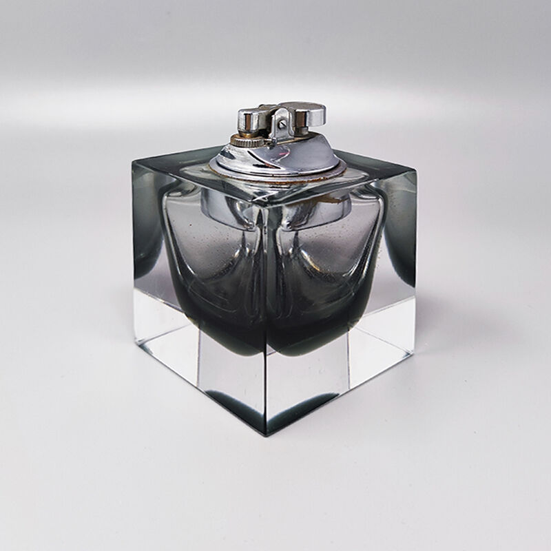 1960s grey table lighter in Murano Sommerso glass by Flavio Poli for Seguso