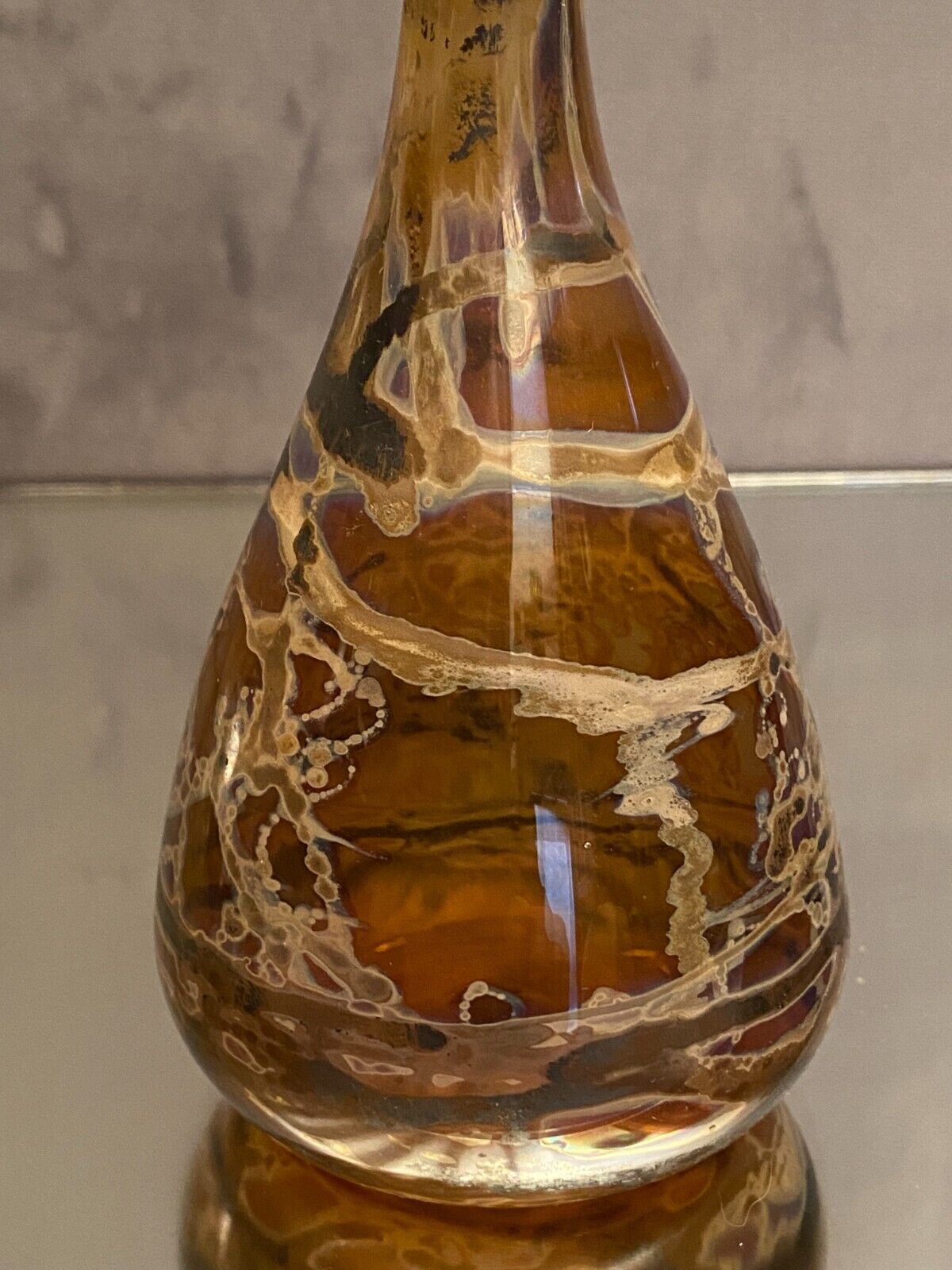 Soliflore vase in tinted glass with marbled decoration Murano Venice