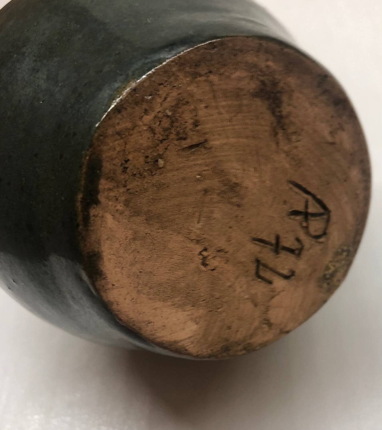 Blue ceramic vase signed AP