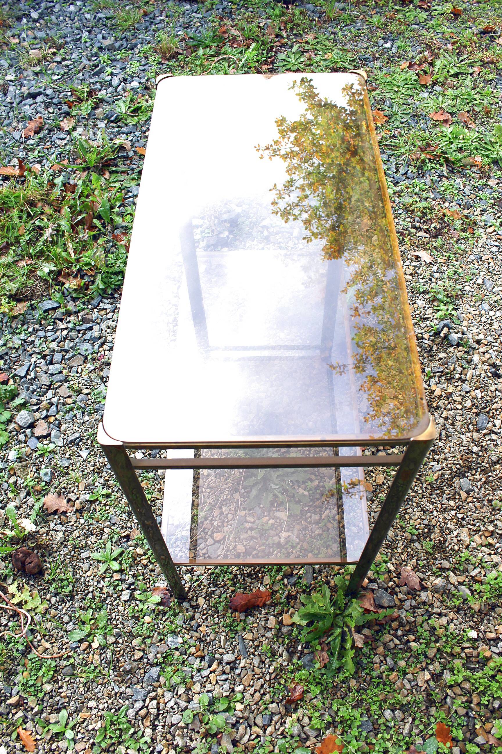 Vintage smoked glass console table from the 1970s