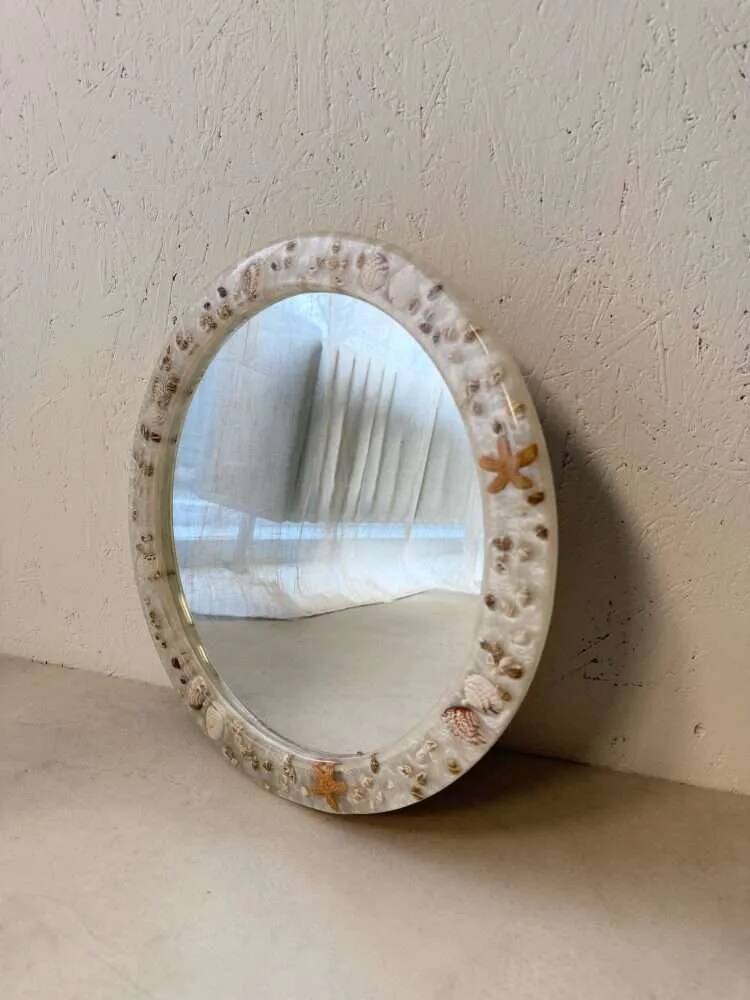 Vintage shell mirror handmade from the 70s.