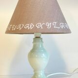 White marble lamp and vintage linen