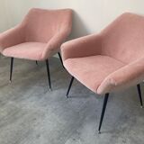 Two velvet midcentury chairs