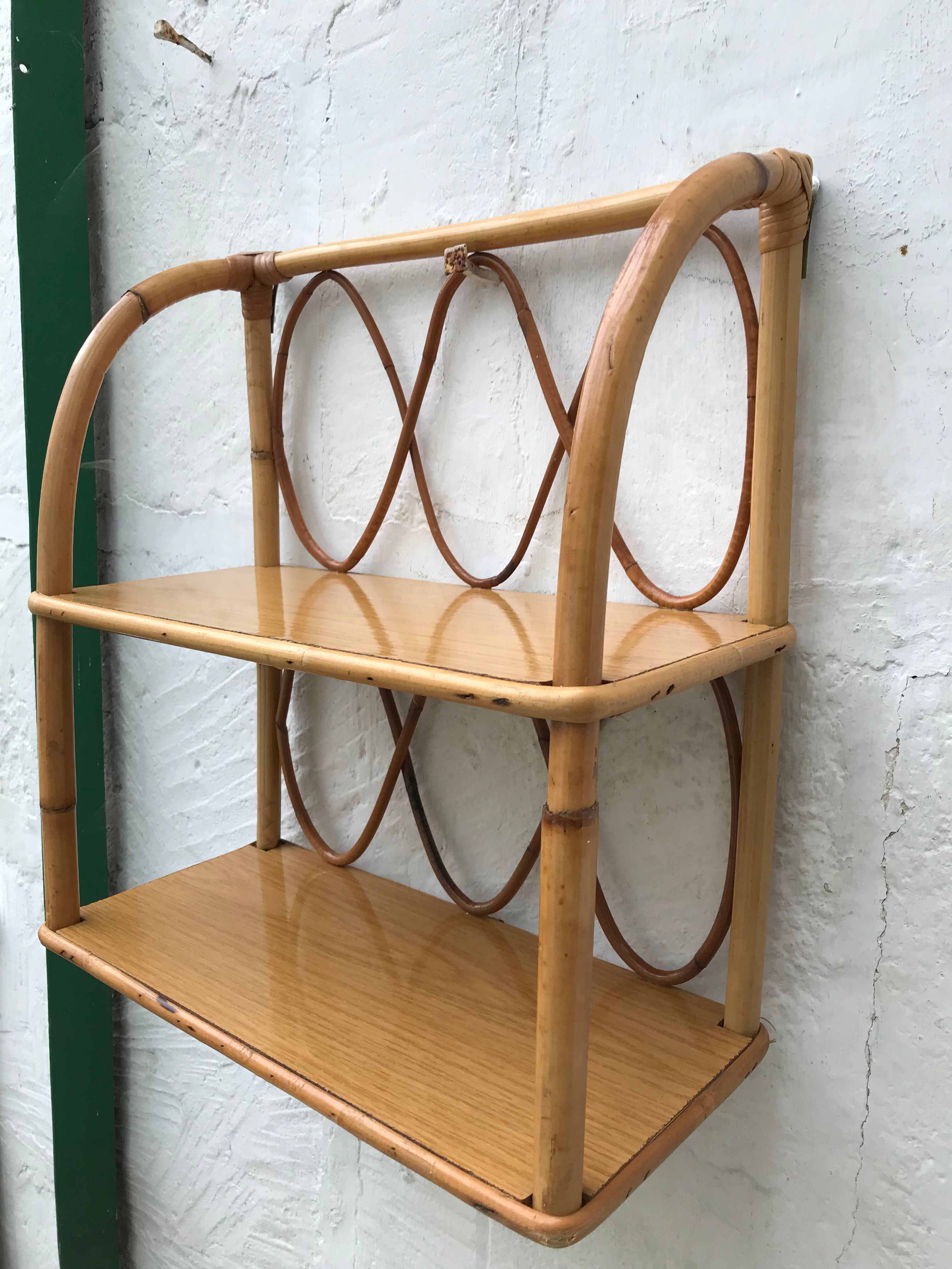Rattan wall shelf