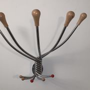 Vintage Wall mount ‘Octopus’ metal and wood swivel coat rack