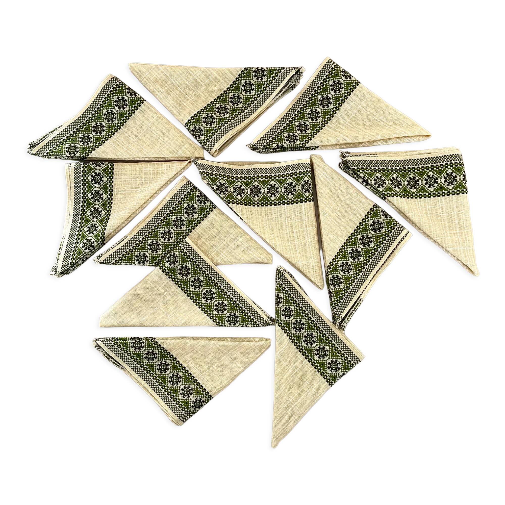 10 serviettes de table vintage 1970