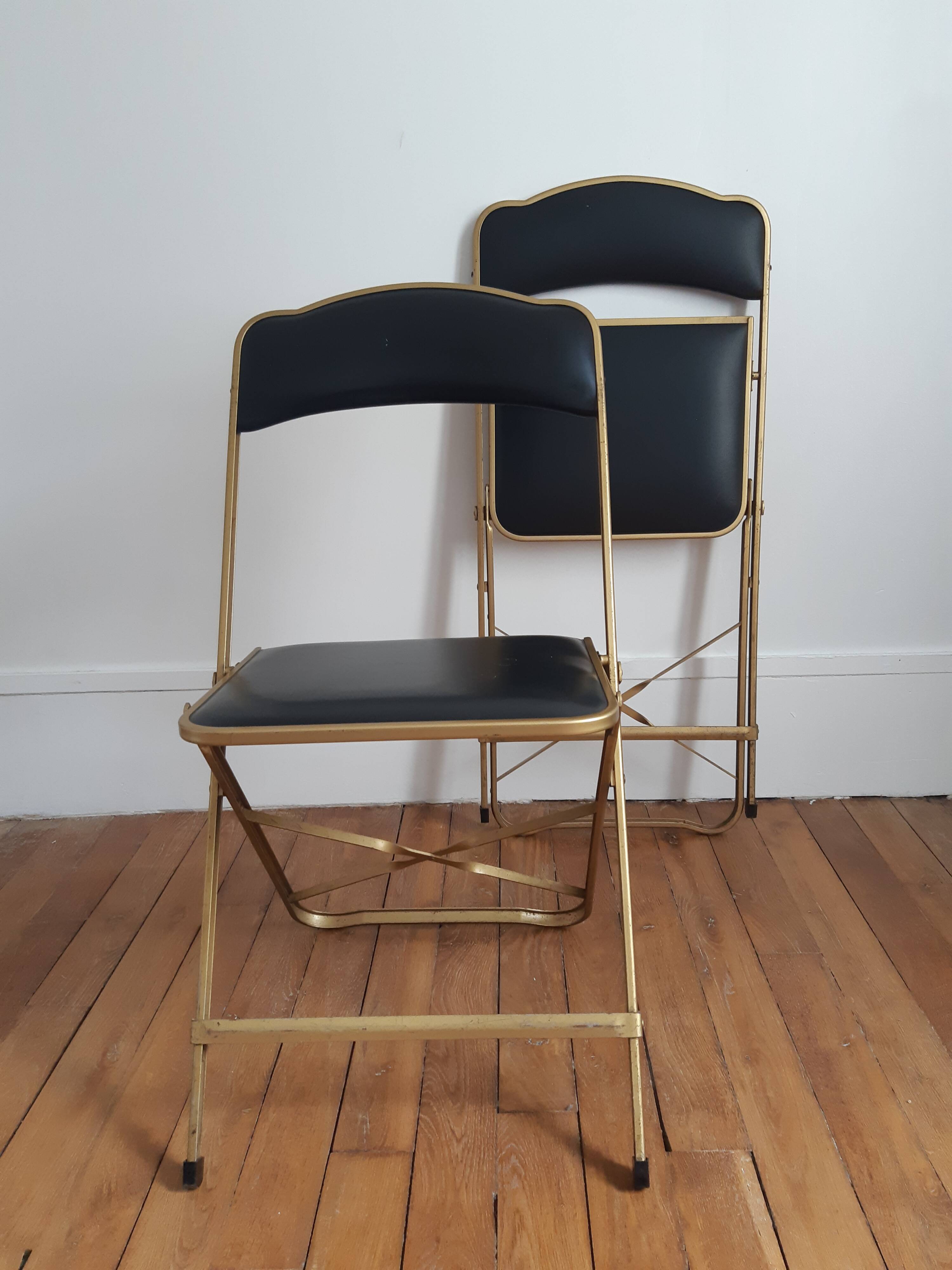 Lot de 2 chaises pliantes skai et métal
