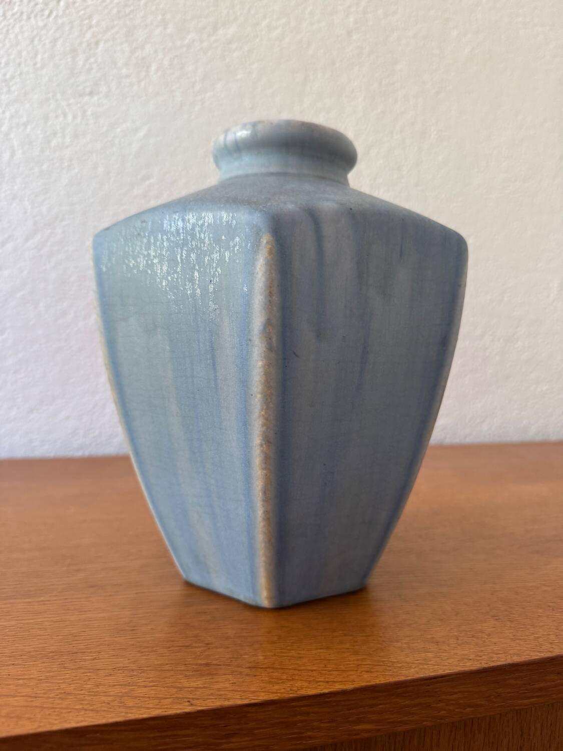 Sky blue ceramic Art Deco vase