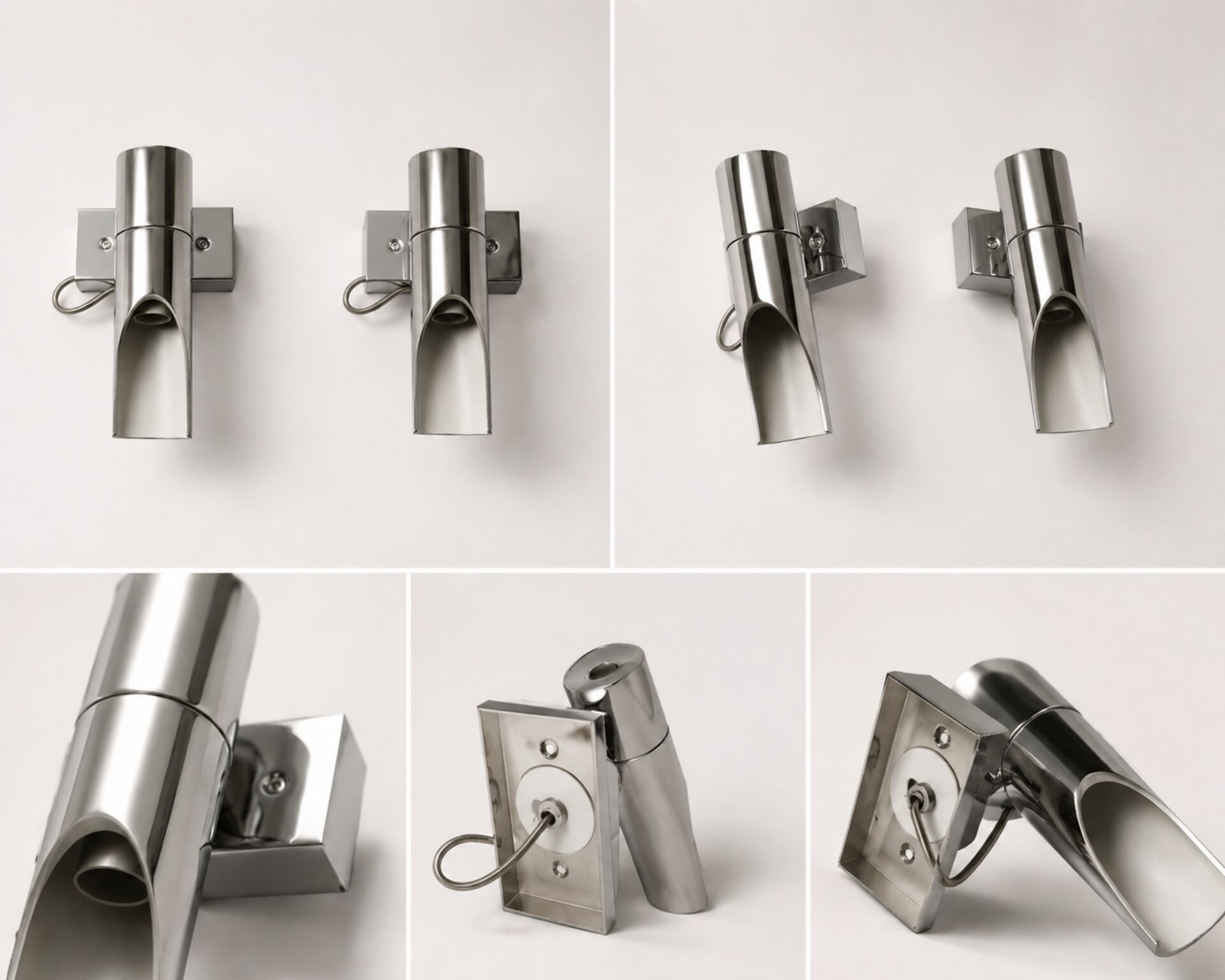 Pair of vintage RAAK DLG wall lights - chrome design - 70s/80s