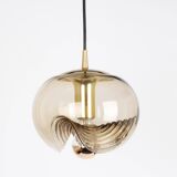 Large smoked glass pendant light by Peill & Putzler, Germany, 1970s.