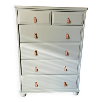 Green wood chest of drawers with 6 drawers