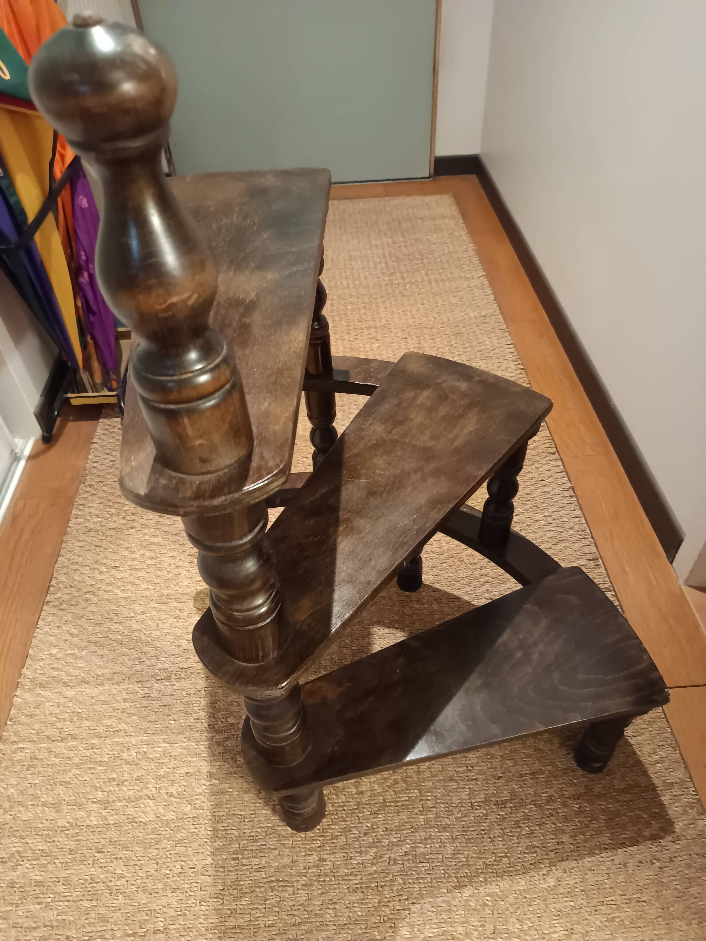 old turned wooden library staircase
