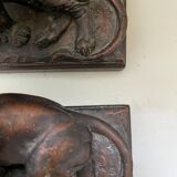 Serre-livres lions Pompeian bronze