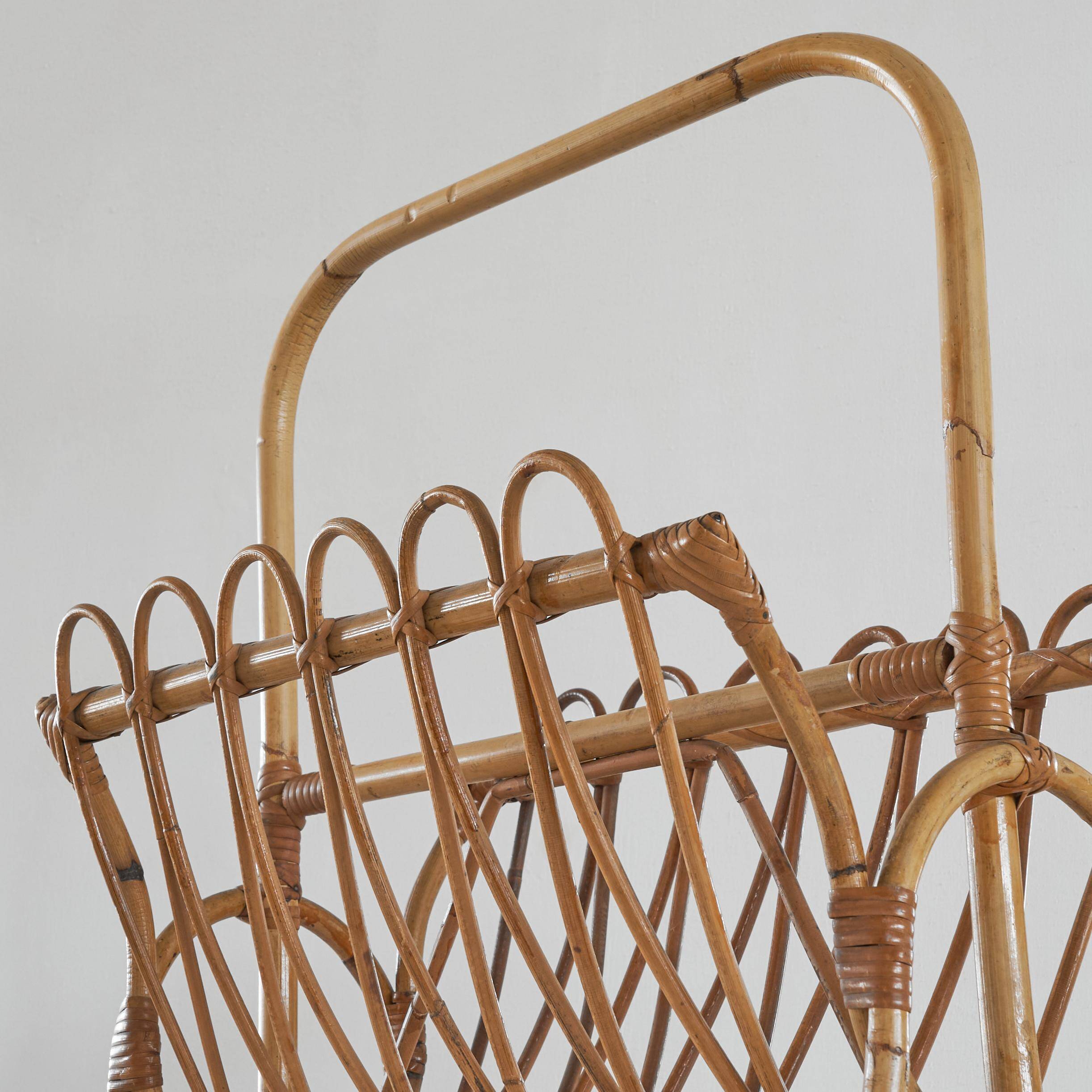 Bamboo magazine rack in mid-century 1960 style