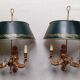 Pair of bronze and sheet metal hot water bottle wall lights