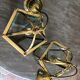 Paire de lampes lanternes laiton et verre