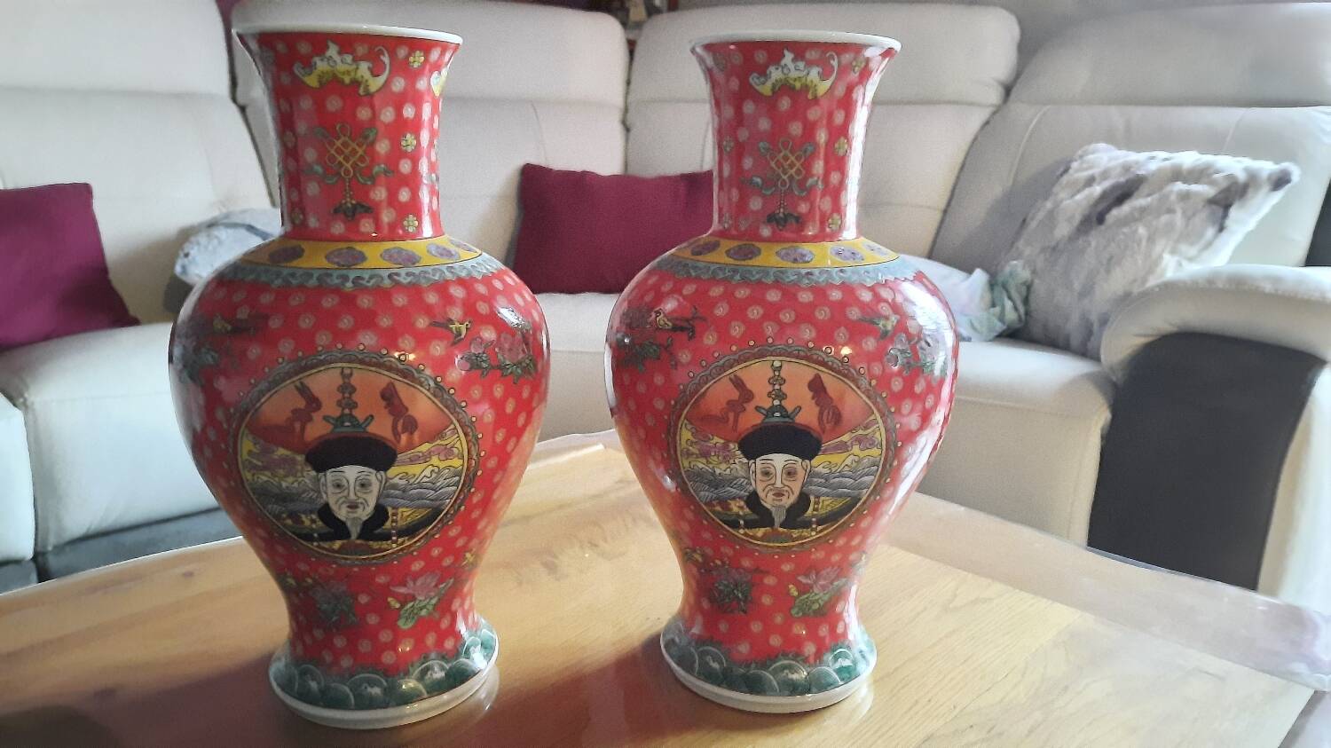 Pair of large Chinese vases in imperial style