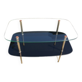 Glass and brass coffee table