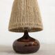 Vintage bedside lamp in enamelled stoneware and jute rope