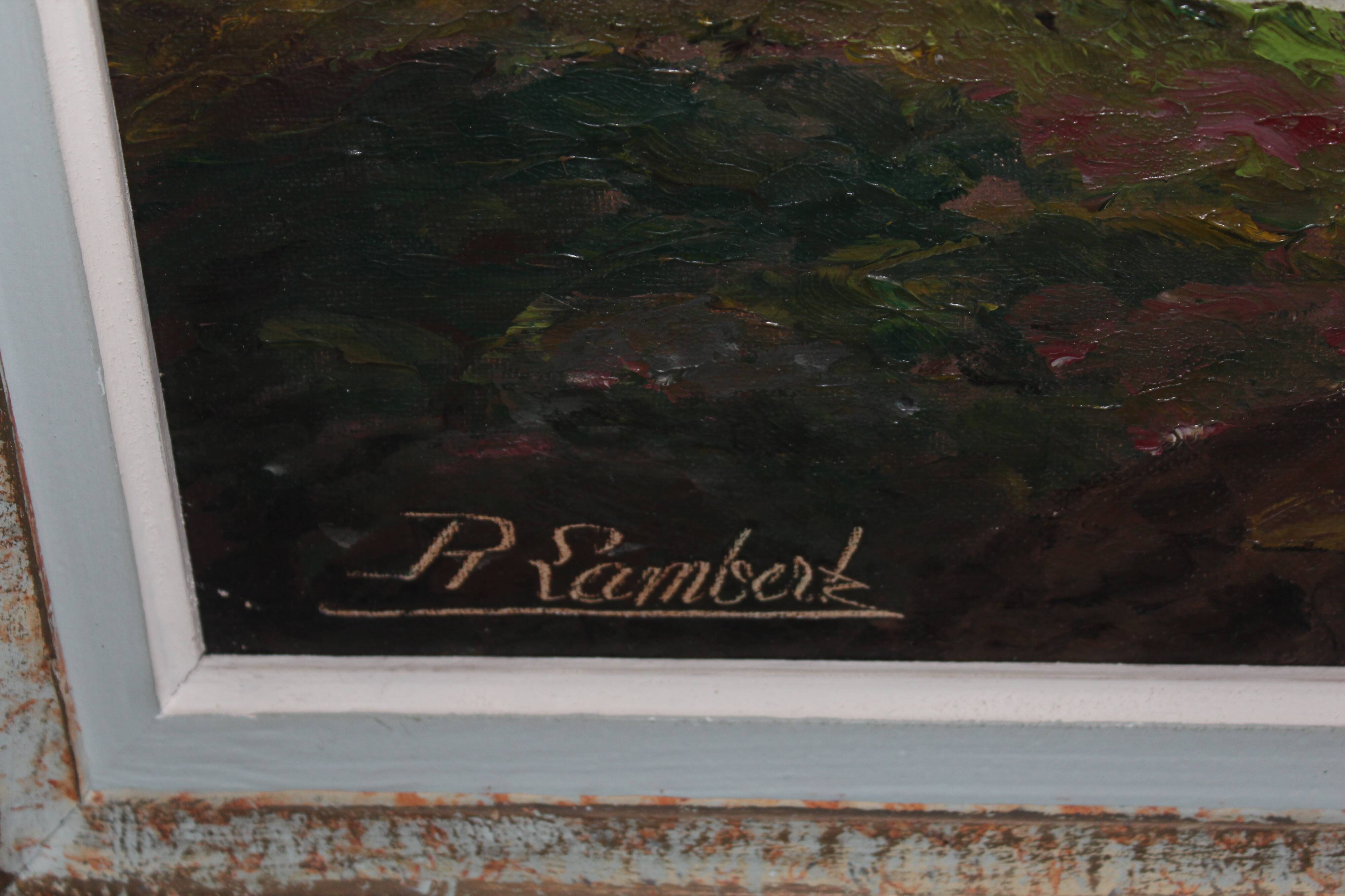 Peinture R. Lambert Retour de pêche en mer bretonne au Crépuscule