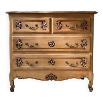 Commode Louis XV en merisier - 4 tiroirs