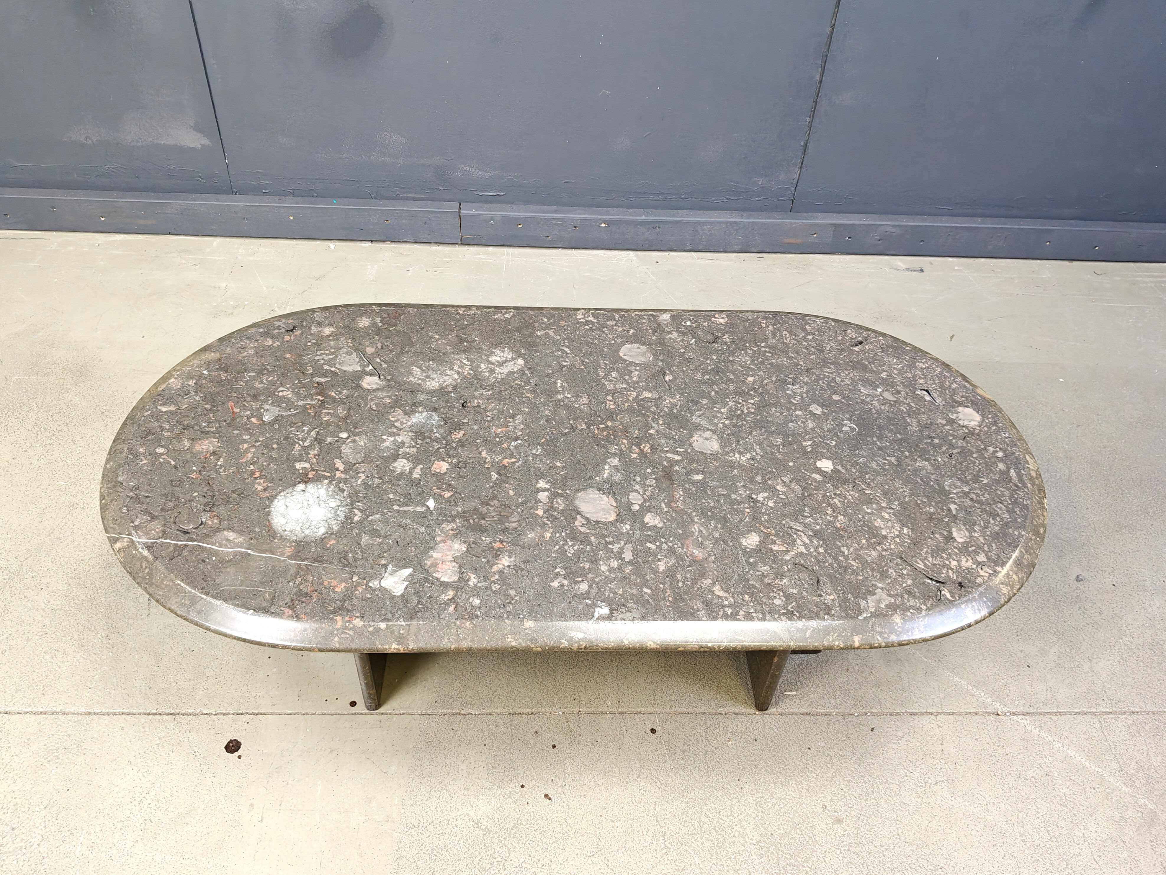 Vintage Italian grey marble coffee table, 1970s