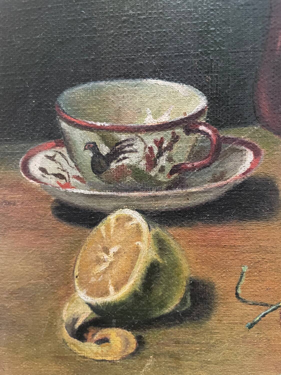 Still life painting with cherries and tea 1928