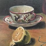 Still life painting with cherries and tea 1928