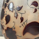 Carly: vase with flared neck in glass paste with cherry-colored patterns