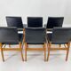 Set of 6 Leatherette & Wood Chairs, Czechoslovakia, 1960's