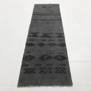 Tapis de couloir vintage gris et noir 2x8, 72x255 cm