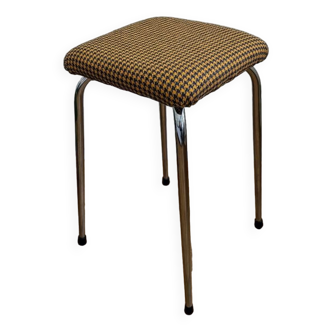 Chrome and houndstooth stool