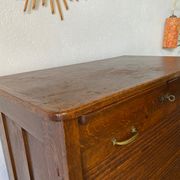 Industrial furniture notary binder with vintage American curtain 1940s