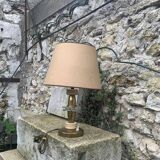 Lampe à poser en  métal doré, bakélite et plexiglas ancienne