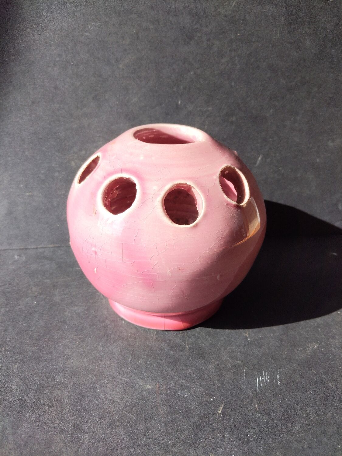 Charming ceramic enamelled flower picture, signed Louviers DK, production