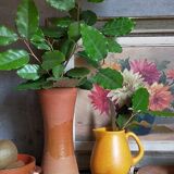 Vase "Diabolo" de potier en terre cuite vernissée vintage